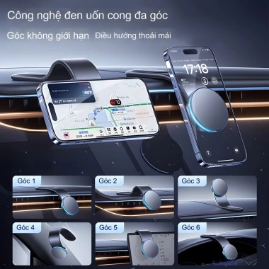 Giá đỡ điện thoại ô tô từ tính gập gọn, sạc nhanh không dây, chỉ 198.000₫