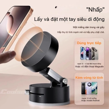 Giá đỡ điện thoại ô tô từ tính hút chân không hai mặt - Bám chắc, lắp nhanh, 93.800 VND