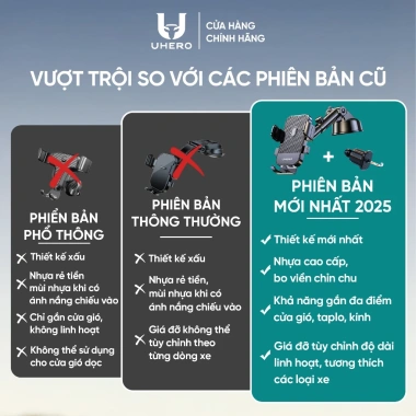 Giá đỡ điện thoại ô tô UHERO Superior gắn taplo, kính chắn nắng, xoay 360 nhỏ gọn, thích hợp cửa gió 4 Giá đỡ điện thoại ô tô UHERO Superior gắn taplo, kính chắn nắng, xoay 360 nhỏ gọn, thích hợp cửa gió 4