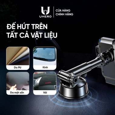 Giá đỡ điện thoại ô tô UHERO Superior gắn taplo, kính chắn nắng, xoay 360 nhỏ gọn, thích hợp cửa gió