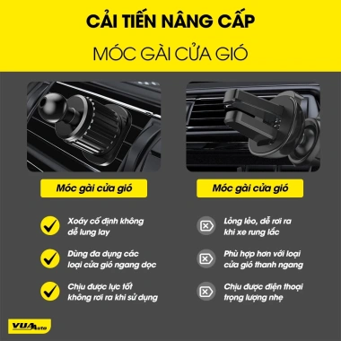Giá đỡ điện thoại ô tô VuaAuto kẹp cửa khe gió xoay 360 nhỏ gọn tiện lợi chỉ 40.000đ
