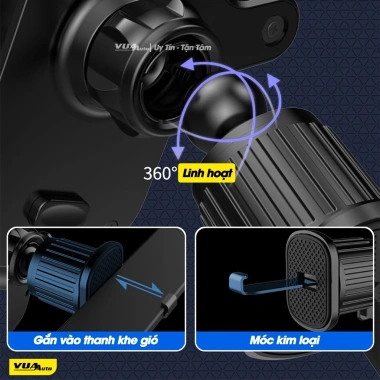 Giá đỡ điện thoại ô tô VuaAuto kẹp cửa khe gió xoay 360 nhỏ gọn tiện lợi chỉ 40.000đ