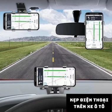 Giá Đỡ Điện Thoại Ô Tô Xoay 360 độ - Kẹp Gắn Bảng Điều Khiển, Gương Chiếu Hậu, Che Nắng - Chỉ 64.000₫ 3