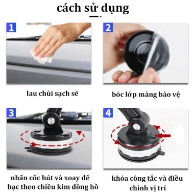 Giá Đỡ Điện Thoại Ô Tô Xoay 360° Kẹp Hít Kính Chân Không Siêu Dính Đa Năng - 70.000₫