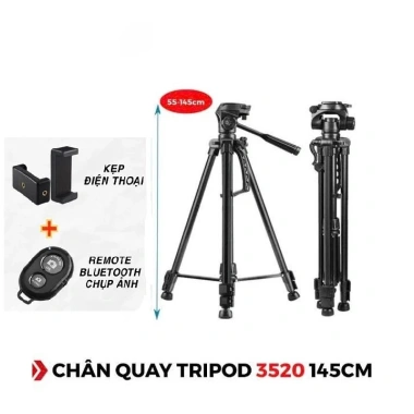 Giá đỡ điện thoại Tripod 3.520 đa năng, cao 1m4-1m7, xoay 360, chân máy ảnh và máy chiếu chắc chắn, tiện dụng