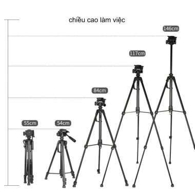 Giá đỡ điện thoại Tripod 3.520 đa năng, cao 1m4-1m7, xoay 360, chân máy ảnh và máy chiếu chắc chắn, tiện dụng