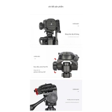 Giá đỡ điện thoại Tripod 3.520 đa năng, cao 1m4-1m7, xoay 360, chân máy ảnh và máy chiếu chắc chắn, tiện dụng