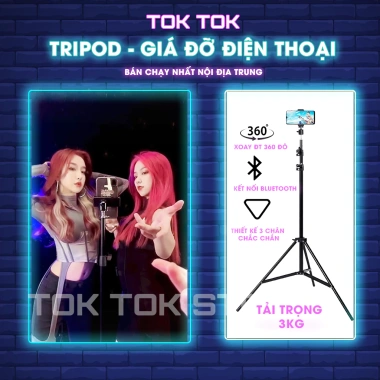 Giá đỡ điện thoại Tripod 70cm 2m1 cứng bền livestream máy ảnh giá 108.000