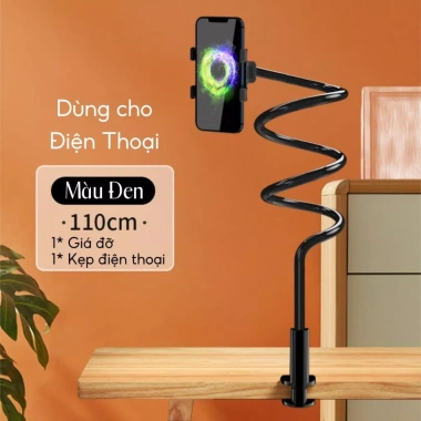 Giá đỡ điện thoại uốn dẻo xoay 720° - Kẹp đầu giường, cạnh bàn, giảm giá 70.000₫