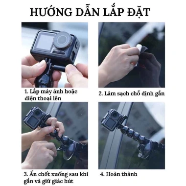 Giá đỡ điện thoại và GoPro hít cửa ô tô, kẹp kính cực chắc, chỉ 65.000đ 2