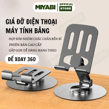Giá đỡ điện thoại và máy tính bảng 360 độ gấp gọn kim loại cao cấp màu xám, đế chống trượt, chỉ 21.000 VND