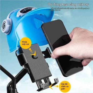 Giá đỡ điện thoại xe máy mini gắn mũ bảo hiểm, gương hậu, không rung, chống nắng mưa, vững chắc