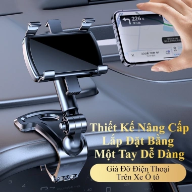 Giá đỡ điện thoại xoay 360° COACE ô tô ABS - Kẹp gắn bảng điều khiển, gương hậu, 43.000đ