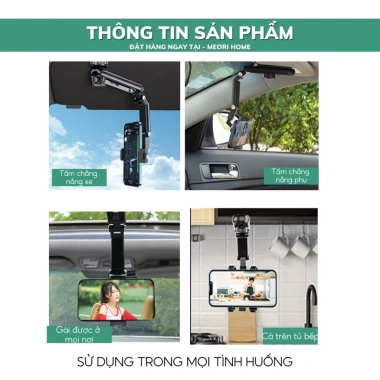Giá Đỡ Điện Thoại Xoay 360 độ Gắn Tấm Che Nắng Xe Hơi Meorihome GD003 89.000₫
