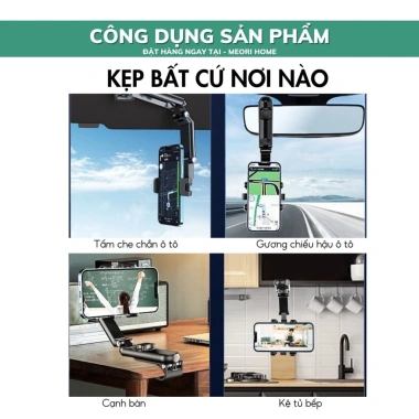 Giá Đỡ Điện Thoại Xoay 360 độ Gắn Tấm Che Nắng Xe Hơi Meorihome GD003 89.000₫