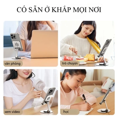 Giá đỡ điện thoại xoay kim loại thép không gỉ dày, không biến dạng, 24.999 VND