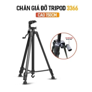 Giá đỡ gậy chụp hình 3 chân hợp kim Tripod 3.366 - kéo cao 1.5m xoay 360 rẻ 168k