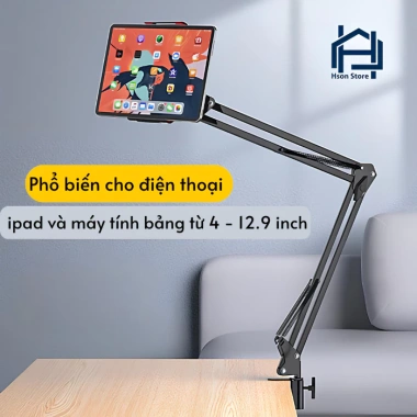 Giá đỡ iPad, điện thoại HSON: Kẹp đầu giường, bàn xoay 360°, mọi góc - 47.000đ