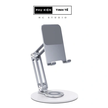 Giá đỡ iPad, điện thoại, máy tính bảng nhôm: chân đế xoay 360 2 tầng gấp gọn 250k