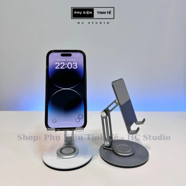 Giá đỡ iPad, điện thoại, máy tính bảng nhôm: chân đế xoay 360 2 tầng gấp gọn 250k