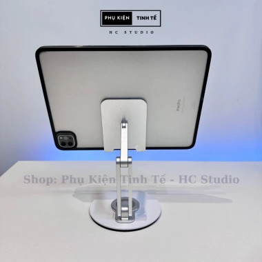 Giá đỡ iPad, điện thoại, máy tính bảng nhôm: chân đế xoay 360 2 tầng gấp gọn 250k