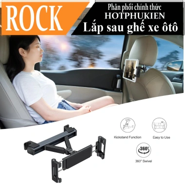 Giá đỡ iPad, Tablet, máy tính bảng xoay 360 thu gọn, lắp ghế sau ô tô Rock Hotphukien - 449k
