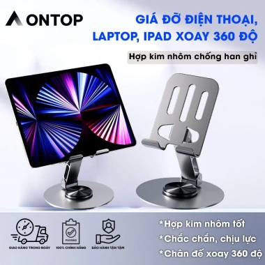 Giá Đỡ iPad và Điện Thoại Xoay 360 độ Hợp Kim Nhôm Gấp Gọn - Đệm Cao Su Chống Trượt, 25.000₫ 2 Giá Đỡ iPad và Điện Thoại Xoay 360 độ Hợp Kim Nhôm Gấp Gọn - Đệm Cao Su Chống Trượt, 25.000₫ 2