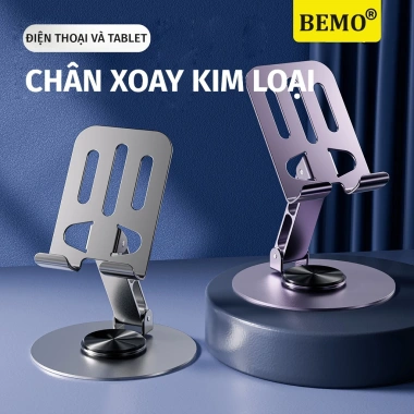 Giá Đỡ iPad và Điện Thoại Xoay 360 độ Hợp Kim Nhôm Gấp Gọn - Đệm Cao Su Chống Trượt, 25.000₫