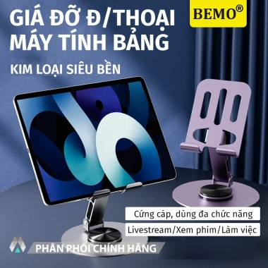 Giá Đỡ iPad và Điện Thoại Xoay 360 độ Hợp Kim Nhôm Gấp Gọn - Đệm Cao Su Chống Trượt, 25.000₫