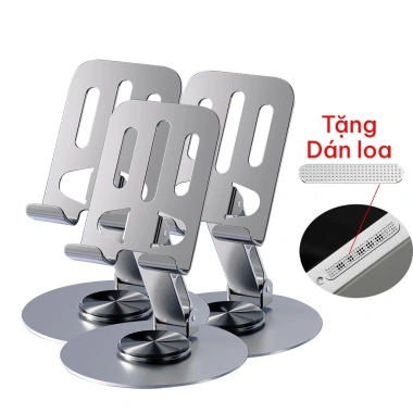 Giá Đỡ iPad và Điện Thoại Xoay 360 độ Hợp Kim Nhôm Gấp Gọn - Đệm Cao Su Chống Trượt, 25.000₫