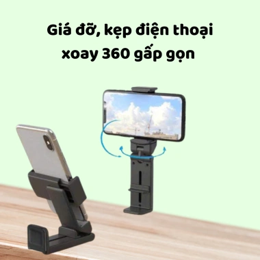 Giá đỡ kẹp bàn xoay 360 độ - Học online, xem phim, livestream, gấp gọn 62.999₫