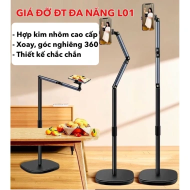 Giá đỡ kẹp điện thoại L01 - Tripod chắc chắn, kèm remote, gậy quay livestream và selfie 299k
