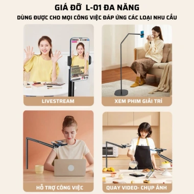 Giá đỡ kẹp điện thoại L01 - Tripod chắc chắn, kèm remote, gậy quay livestream và selfie 299k