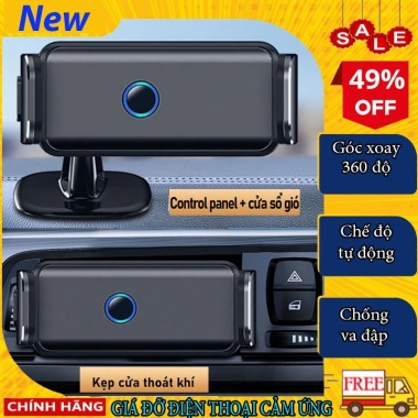 Giá Đỡ Kẹp Điện Thoại Ô Tô CARYIM Tự Động Thông Minh, Xoay 360 độ, Dán Taplo và Kẹp Cửa Gió, Giá 170k