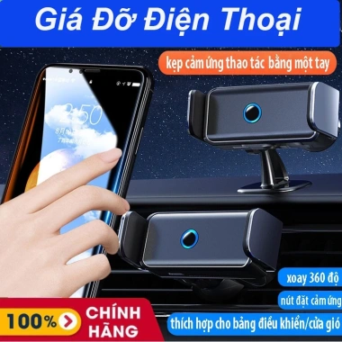 Giá Đỡ Kẹp Điện Thoại Ô Tô CARYIM Tự Động Thông Minh, Xoay 360 độ, Dán Taplo và Kẹp Cửa Gió, Giá 170k