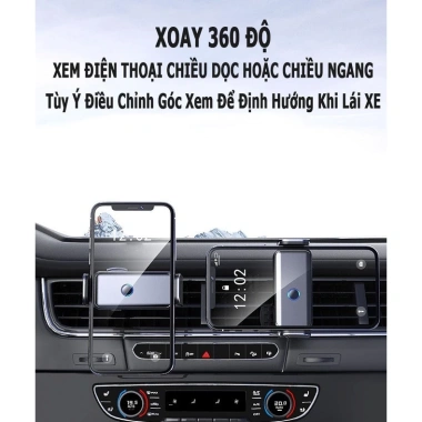 Giá Đỡ Kẹp Điện Thoại Ô Tô CARYIM Tự Động Thông Minh, Xoay 360 độ, Dán Taplo và Kẹp Cửa Gió, Giá 170k