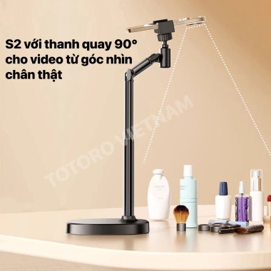 Giá đỡ kẹp điện thoại TS Keeper - Cây gậy livestream, kim loại gập 90, xoay 360, nâng hạ, 119k