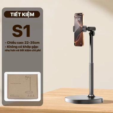 Giá đỡ kẹp điện thoại TS Keeper - Cây gậy livestream, kim loại gập 90, xoay 360, nâng hạ, 119k
