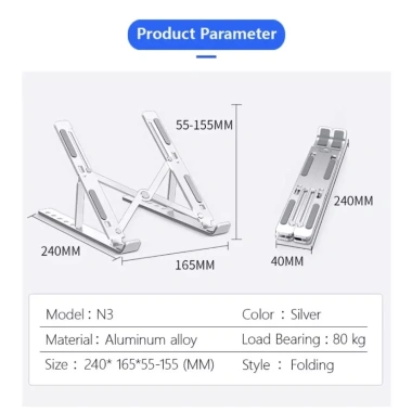 Giá Đỡ Laptop Hợp Kim Nhôm Gấp Lại 12-15.6 inch cho MacBook, Ultrabook, iPad - Giá 79.000 VND 3