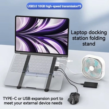 Giá đỡ laptop kim loại gập 2 trong 1, điều chỉnh linh hoạt, tích hợp Hub USB C, giảm giá 459.800₫