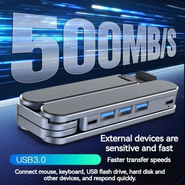 Giá đỡ laptop kim loại gập 2 trong 1, điều chỉnh linh hoạt, tích hợp Hub USB C, giảm giá 459.800₫
