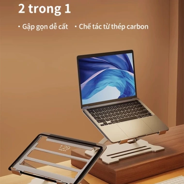 Giá đỡ laptop nhôm gấp gọn, tản nhiệt MacBook & iPad - Điều chỉnh góc linh hoạt, giá chỉ 131.409₫