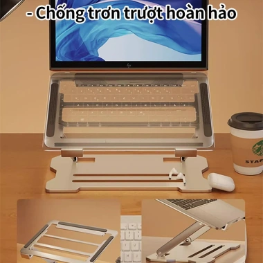 Giá đỡ laptop nhôm gấp gọn, tản nhiệt MacBook & iPad - Điều chỉnh góc linh hoạt, giá chỉ 131.409₫
