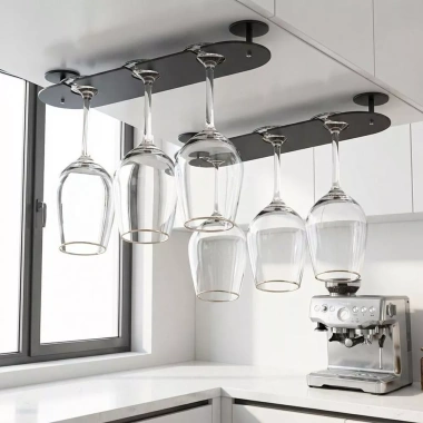 Giá đỡ ly rượu vang nhôm không gian 2-4 khe cắm - Treo tường đảo ngược, chống gỉ bền bỉ, phòng ăn