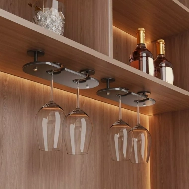 Giá đỡ ly rượu vang nhôm không gian 2-4 khe cắm - Treo tường đảo ngược, chống gỉ bền bỉ, phòng ăn