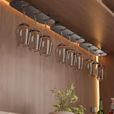 Giá đỡ ly rượu vang nhôm không gian 2-4 khe cắm - Treo tường đảo ngược, chống gỉ bền bỉ, phòng ăn