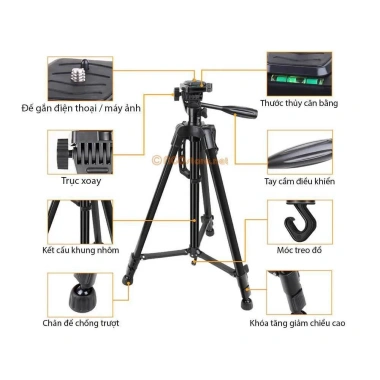 Giá đỡ máy ảnh và điện thoại Tripod TF 3.120 kèm remote chống rung, giá 22.000đ