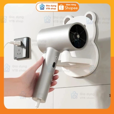 Giá Đỡ Máy Sấy Tóc Hình Gấu Hoạt Hình Dán Tường - Tiết kiệm không gian, 27.5k