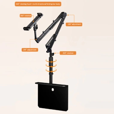 Giá đỡ máy tính bảng đầu giường 4-12.9 inch, điều chỉnh mở rộng, phù hợp điện thoại di động - Giá ưu đãi 1.035.749đ