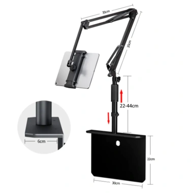 Giá đỡ máy tính bảng đầu giường 4-12.9 inch, điều chỉnh mở rộng, phù hợp điện thoại di động - Giá ưu đãi 1.035.749đ